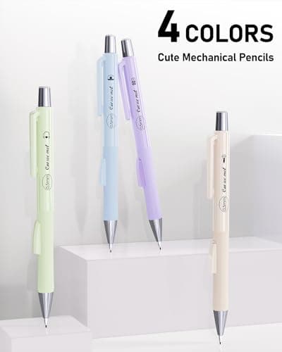 Four Candies Cute Mechanical Pencil Set with Case, 4PCS 0.5mm Pastel Fast Click Aesthetic Mechanical Pencils with 480PCS HB Lead Refills, 2 Erasers, 12 Eraser Refills School Supplies for Girls Writing - Thumbnail 2
