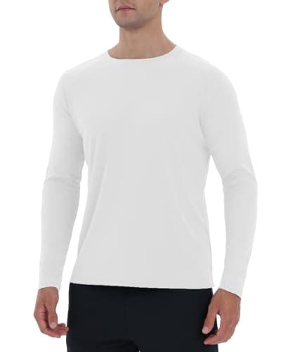 Long Sleeve Shirts for Men - Dry Fit Moisture Wicking UV Protection T-Shirts for Workout Fishing Hiking Athletic Gym B-White - Image 1