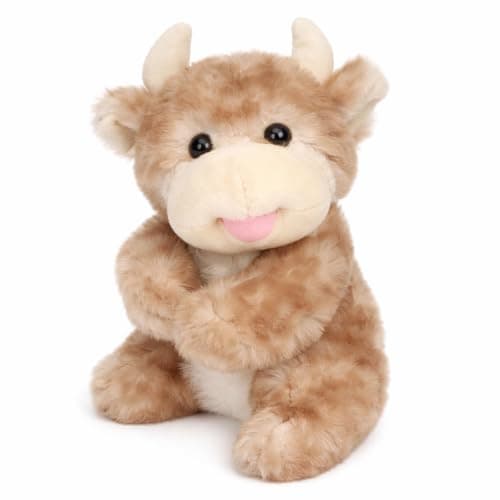 Mushymallow Sitting Cow Stuffed Animal Soft Cow Plush Toy Cute Birthday Gifts for Boys Girls Kids Toddlers,Light Brown