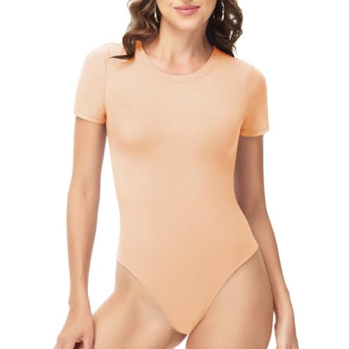 TNNZEET Bodysuits for Women - Black Bodysuit Women Tops Round Neck T Shirts for Fashion Body Suit Outfits Going Out Tops - Image 1