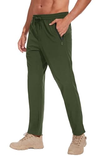 MOURCE Travel Pants for Men with Pockets - Skin Friendly Fabric Soft Athletic Joggers Army Green - Image 1