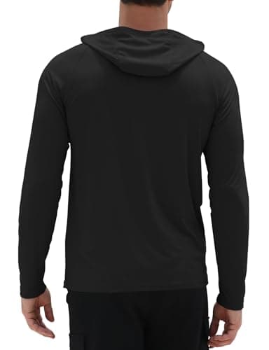 3rd hill Men's UPF 50+ Sun Hoodie UV Protection Long Sleeve Swimming Rash Guard SPF Quick Dry Fishing Hiking Shirt for Outdoor Sports Black XL - Thumbnail 2