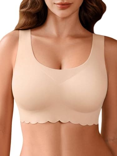 Sleep Bras for Women Pullover Wireless Seamless Full Coverage Removerable Padding Bra Skin M - Image 1
