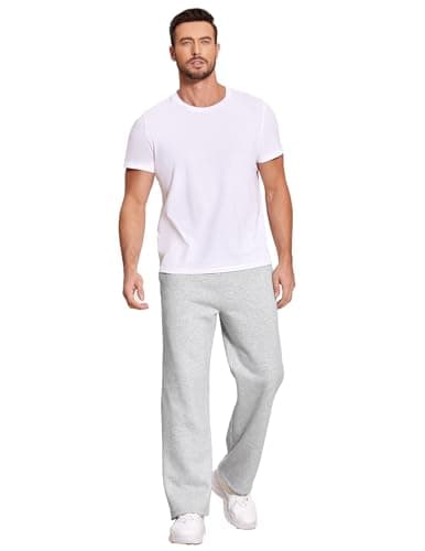 Deyeek Men's Sweat Pants Baggy Sweats Cotton Fleece Pants Men Winter Sherpa Sweatpants with Pockets 3XL Grey Sweatpants Men - Thumbnail 5
