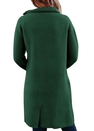 KIRUNDO Cardigan Sweaters for Women 2026 Fall Open Front Knit Sweater Jackets Business Casual Long Coatigan Winter Clothing(Dark Green, Large) - Thumbnail 2