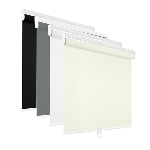 Changshade Cordless Roller Shades Blackout Blinds for Windows Room Darkening Rolled Up Shades with Spring System,UV Protection Window Shades Door Blinds for Home and Office（27" W x 50" H）