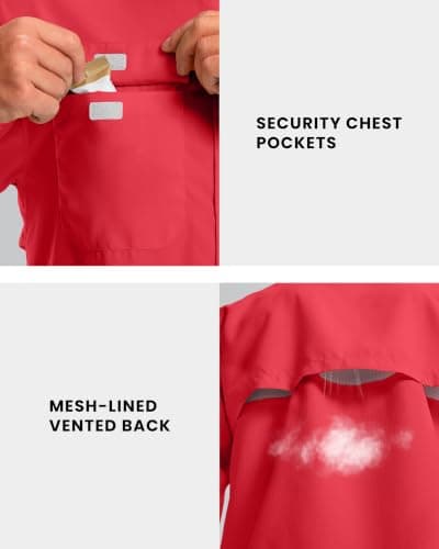 Men's Sun Protection Fishing Shirt UPF 50+ Long Sleeve Safari Hiking Travel Shirts with Pockets Quick Dry(Red Small) - Thumbnail 5