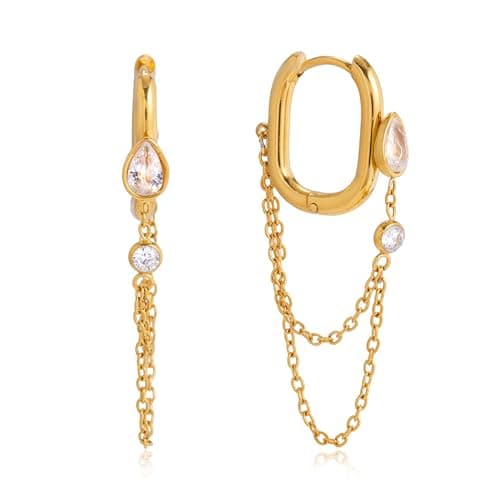 COORWEEL Gold Chain Earrings for Women Trendy 14K Gold Plated Dangling Chain Earrings Hypoallergenic Jewelry Gifts for Women - Image 1