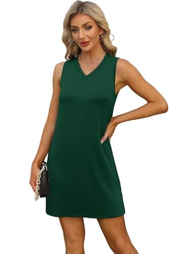 BKRIVE V-Neck Summer Dresses for Women Sleeveless Casual T-Shirt Sundress - Thumbnail 5