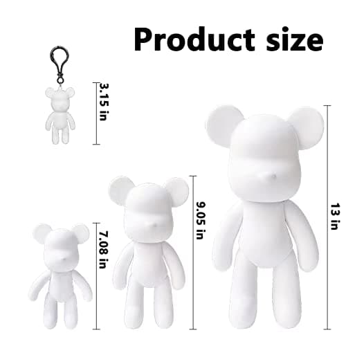 Coniuty DIY (Black+White+Gold, 9 Inch) Fluid Bear + Bear Keychain Figure Paint Set for Creative Graffiti Art Multicolor Painting - Thumbnail 2