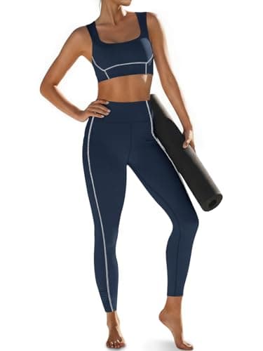 Aoysky Womens Buttery Soft 2 Piece Workout Sets Sports Bras and High Waisted Leggings with Pockets Athletic Gym Outfits - Image 1