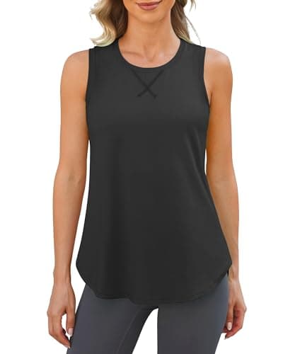 G4Free Athletic Tank Tops for Women Loose Workout Tops Summer Quick Dry Activewear Gym Running Sleeveless Shirts (Black,XXL) - Image 1