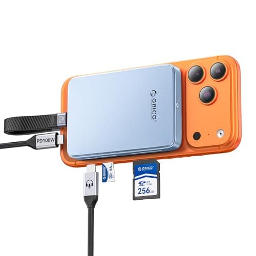 ORICO 10Gbps Magnetic M.2 NVMe SSD Enclosure with USB-C Dock Compatible for Phone 17/16/15 Pro/Max/Plus ProRes Recording TF/SD Card Slot PD 100W for 2230/2242/2260/2280 B+M M-Key Diskless AP80F Blue - Image 1