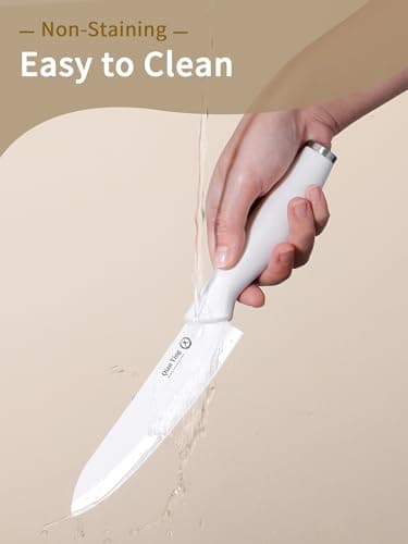 Pure Strengthening Ceramic Knife Set for Kitchen with Sheath 9Pcs: 100% Zirconia Ceramic Sharp Blade Fruit Cutting Knives with Cover Rustproof Clean Cut Edge White Handle - Thumbnail 4