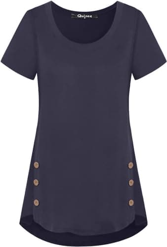 connche Quinee Nursing Tops for Breastfeeding Breastfeeding Shirts Maternity Tunic Tops Nursing Shirts Deep Blue XXL - Thumbnail 2