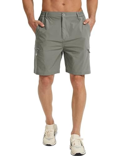 MOURCE Summer Hiking Shorts Men with 5 Pockets - Slim Fit Casual Golf Shorts for Running Fishing, Sage Green - Image 1