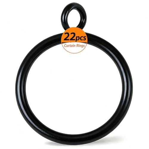 Curtain Rings with Eyelets, Metal Curtain Hooks for Drapes, Drape Ring 1.5 in Inner Diameter Fits Up to 1 1/4 inch Curtain Rod, 1.2 in Drapery Pins (22 Pcs Black Curtain Rings and 30 Pcs Black Hooks) - Thumbnail 6