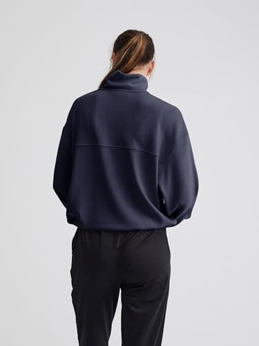 COCOMARTS Womens Sweatshirts Half Zip Pullover Drawstring Waist Sweaters Quarter Zipper Hoodies 2025 Fall Winter Fashion Clothes Outfit Navy Blue X-Large - Thumbnail 5