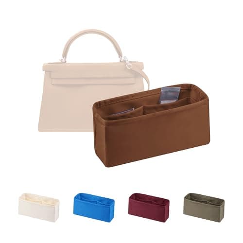 Women's Purse Organizer Insert - Satin & Lightweight Fabric with Inside Pockets, Portable for Commute, Travel, Shopping, and Evening, Multicolor Options, Fits for Kelly Mini II(Gold, Mini II) - Image 1