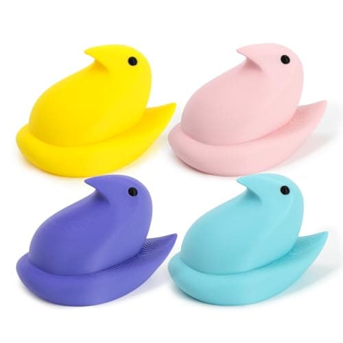 DAZONGE Easter Decor Peep Chick Figurines, Set of 4 Colorful Easter Decorations for Home, Spring Chick Figurines for Tiered Tray, Mantel & Shelf Decor - Perfect Basket Stuffers