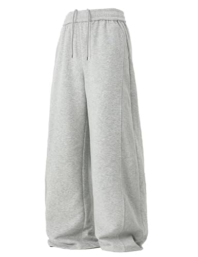 Vamtac Mens Baggy Sweatpants Wide Leg Sweatpant Casual Athletic Joggers Elastic Waisted Drawstring Trousers Loose Pant Grey - Image 1