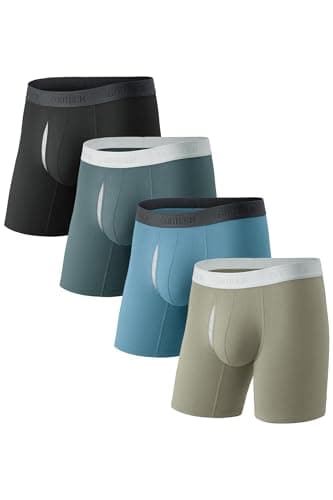 GOOTUCH Men Underwear Odor Control Cotton Boxer Briefs, Moisture Wicking Silver-Ion Tech Underwear, Softer Wider Waistband (Black/Grey Blue/Dark Gray/Green, L) - Image 1