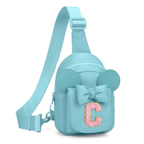Viverte Birthday Gifts for Girl Fanny Packs Gifts Trendy Personalized Initial Sling Bag Cute Crossbody Bag for Girls for Travel (Icing Blue-C) - Image 1