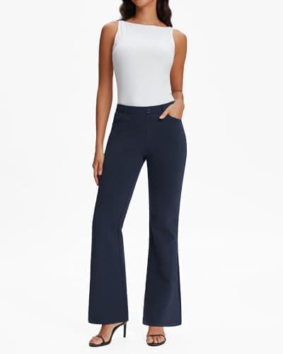 Stelle Womens 30" Dress Pants Bootcut Flare Business Casual Work Pants with Pockets Pull On Slacks Office Navy XX-Small - Thumbnail 2