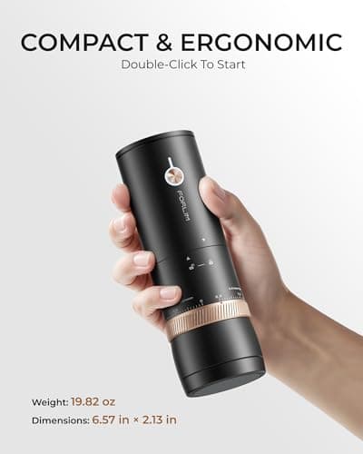 FORLIM Portable Electric Coffee Grinder, Cordless Rechargeable Coffee Bean Grinder with 80 Scale Precise Grinding Settings, Double-Click Start, 10-Blade Burr Coffee Grinders, Clog‑Protection - Thumbnail 2