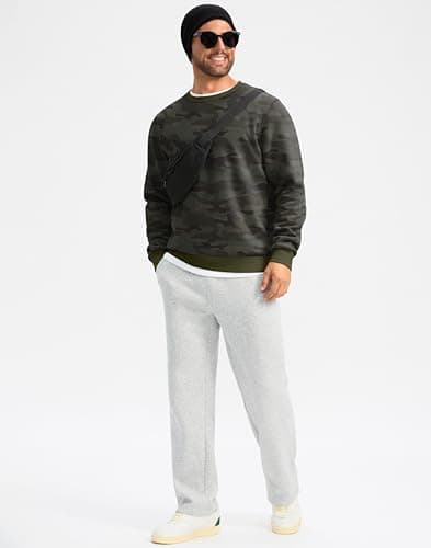 G Gradual Sherpa Lined Sweatshirts for Men Fleece Crewneck Sweatshirt Pullover Warm Shirts for Winter, Green Camo, Medium - Thumbnail 6