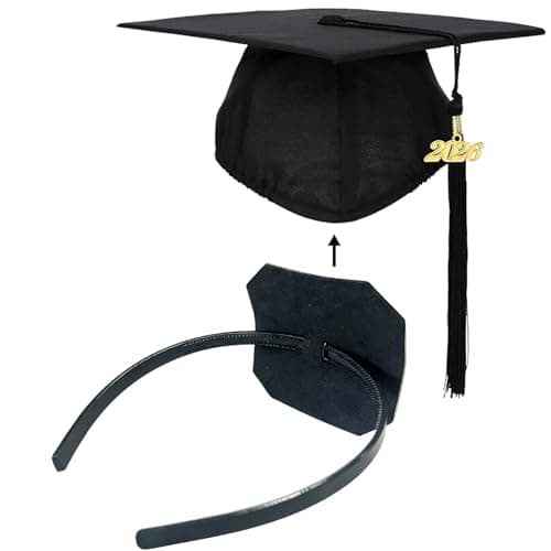 Packyouth Graduation Cap Headband Insert Anti-Fall Firm Hairband with Adhesive Insert Graduation Hat Headband Holder for Graduates, Students,Women (1, Black) - Image 1