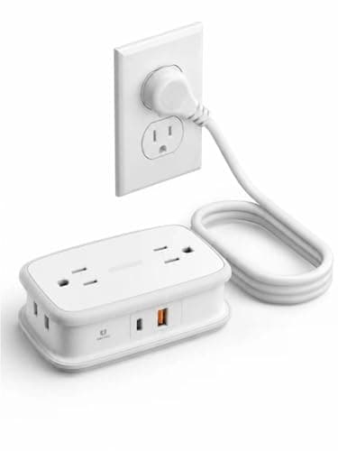 NTONPOWER GaN 45W USB C Power Strip, 4 AC Outlets with 4FT Retractable Flat Extension Cord, 45° Angled Plug Compact Travel Power Strip, Fast Charging for MacBook, iPad Pro, iPhone, Galaxy - Image 1