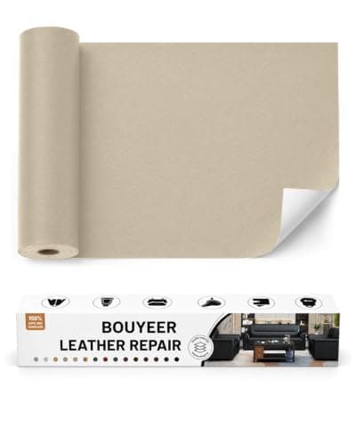 BOUYEER Leather Repair Patch Tape Kit,Self Adhesive Leather Repair for Sofa，Car Seat,Office Chair,Furniture,Jacket,Waterproof Strong Adhesive Vinyl Repair Kit. 17 in x 79 in,Light Beige - Image 1