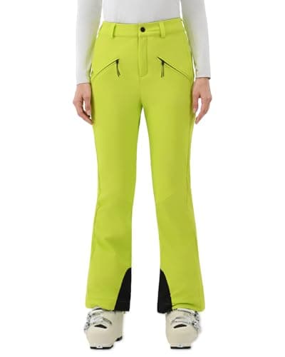 HIGH EXPERIENCE Womens Ski Pants Slim Fit Snow Fleece Lined Snowboard Soft Shell Fitted Insulated Waterproof Windproof Warm (Light Green, X-Small) - Image 1