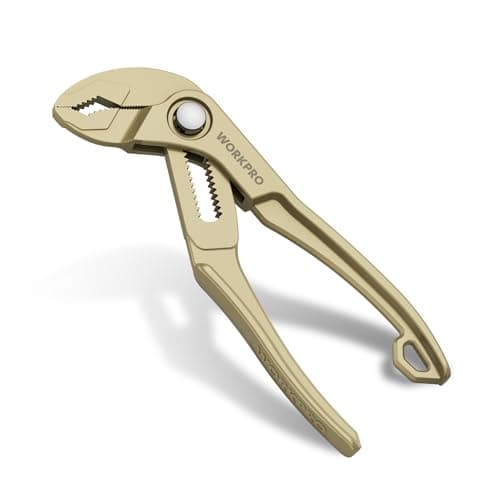 WORKPRO Mini Water Pump Pliers, 4-Inch Groove Joint Pliers, Fast Adjustable Tongue and Groove Plier with 15-Position Push-Lock, V-Jaw for Multi-Surface Grip, EDC Plier for Tight Spaces & Versatile Use - Image 1