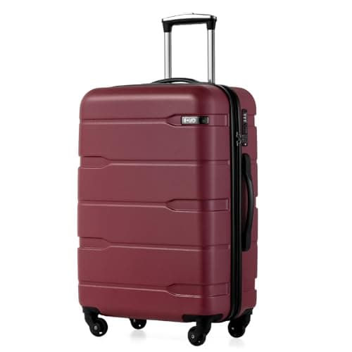 Coolife Medium Checked Luggage Hardside PC+ABS Suitcase with TSA Lock, Lightweight Rolling Carry On with Spinner Wheels(Radiant Pink, 24in) - Image 1