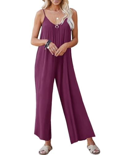 STOLKISS Women Oversized Jumpsuits Summer Sleeveless Loose Jumpsuit Shoulder Strap Adjustable Long Pants Rompers with Pockets - Thumbnail 2