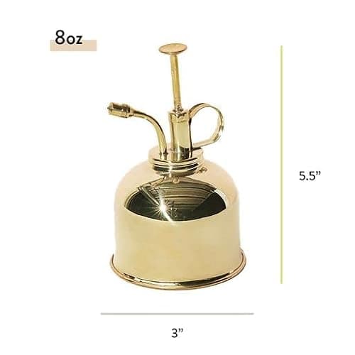 Modern Sprout Plant Mister, 8 oz Indoor Watering Can, Aesthetic Plant Sprayer & Water Mister Spray Bottle, Garden Watering Can for Seed Starting, Vintage-Inspired Gift for Father's Day - Brass - Thumbnail 2