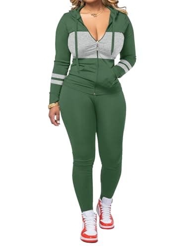 STOLKISS Women Two Piece Outfits Workout Sets Bodycon Tracksuit Long Sleeve Zip Up Hoodie Jacket Jogger Match Sweat Pants Set - Image 1