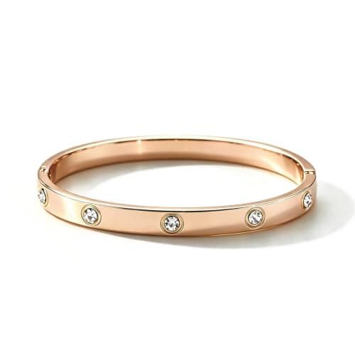 ULira Flor Gold Bangle Bracelet for Women, 18K Gold Plated Love Bracelet, Dainty Vintage Trendy, Waterproof, Non Tarnish, Fashion Jewelry Accessories, Gift Idea for Mother's Day, Valentine's Day, Christmas and Birthdays (Rose Gold)