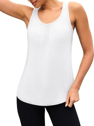 3rd hill Workout Tank Tops for Women Racerback Sleeveless Yoga Top Loose Fit Gym Shirt Running Athletic Tanks White S - Thumbnail 4