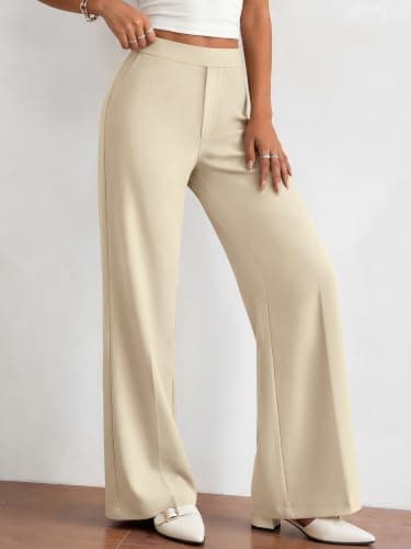 BTFBM Womens Dress Pants 2026 Fall Wide Leg High Waisted Long Palazzo Pants Business Casual Work Trousers Slacks Pockets(Beige, XX-Large) - Thumbnail 5