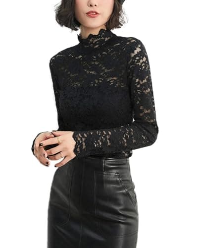 QiuDumo Womens Dressy Long Sleeve Date Night Tops Goth Brunch Outfits Black XXL - Thumbnail 4