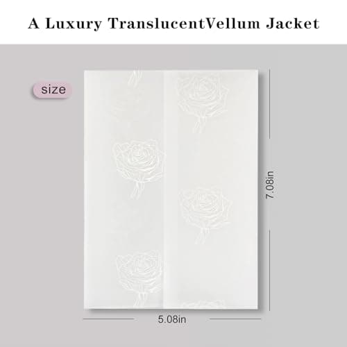 Pilloze 50 Pack Rose Vellum Jackets for 5x7 Invitations - Pre-Folded 115GSM Wedding Invitation Wraps for Wedding, Invitation Cards, Greeting Cards, Baby Shower, Birthday - Thumbnail 2