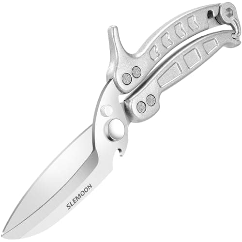 SLEMOON Kitchen Shears Heavy Duty Poultry Shears Meat Cutting Dishwasher Safe and Stainless Food Kitchen Scissors for Chicken Turkey Thanksgiving,Silver - Image 1