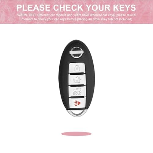 XUPEIXUN for Nissan Key Fob Cover with Keychain, Pink TPU Key Case Protection Shell for 4 Buttons Altima Rogue Sentra Pathfinder Frontier Maxima Titan Murano Kicks Juke Versa Armada - Thumbnail 3