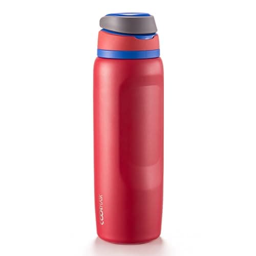 Coolflask MegaSip Stainless Steel Water Bottles 40 oz with Straw, Insulated Water Bottle Leak-Proof, 24+ Hours Cold, BPA-Free Dishwasher Safe, Water Flask for Sports Gym Work Office, Crimson Cobalt - Image 1