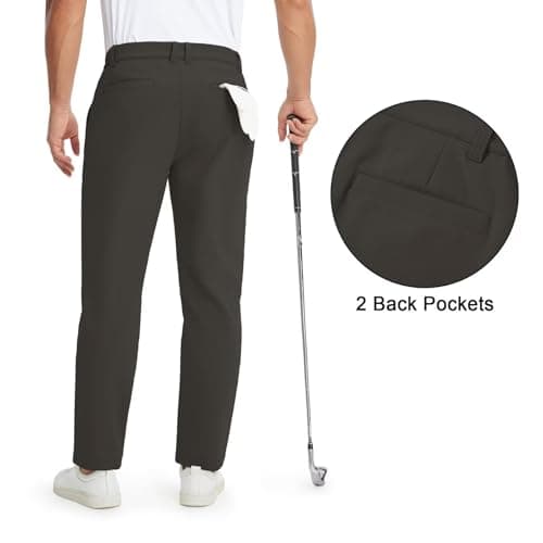 M MAELREG Fleece Lined Golf Pants Men Water-Resistant Workout Casual Outdoor Hiking Insulated Winter Pants for Men Coffee - Thumbnail 3