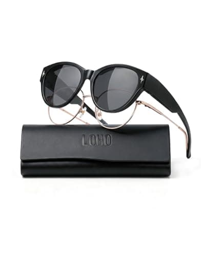 LOHO Polarized Sunglasses Over Glasses Women Men, 6.14" Wide Oversized Cat Eye Fitover Sunglasses Women, Lightweight TR90 Over Glasses Sunglasses for Women Men, UV400 TAC Lens Driving Shades - Image 1