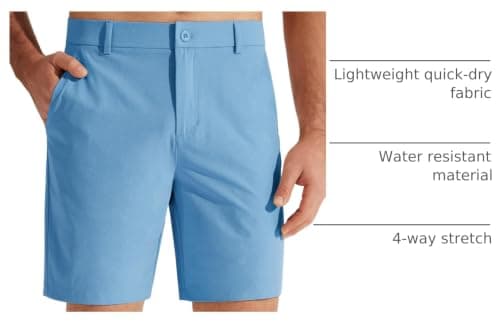 Libin Men's Golf Shorts 7" Work Dress Shorts Casual Flat Front Hybrid Short Lightweight Quick Dry Water Resistant, Light Blue, Size 32 - Thumbnail 4